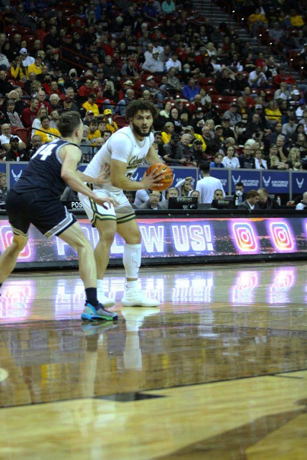 David Roddy (21, forward), pulls the ball away from the opposing team.