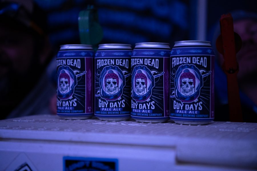 Cans of Lumpy Ridge Brewing Companys Frozen Dead Guy Days Pale Ale are displayed at one of the several bars at the festival March 18.