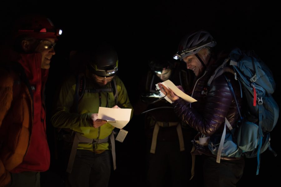 BASART students practice night navigation by locating and moving to coordinates on a map with a LCSAR member April 4.