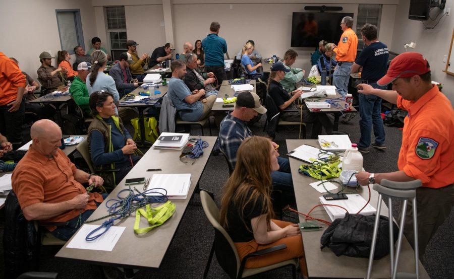 1. Students participating in the Larimer County Search and Rescues basic search and rescue training course begin learning the necessary skills needed to become an LCSAR member April. 6.