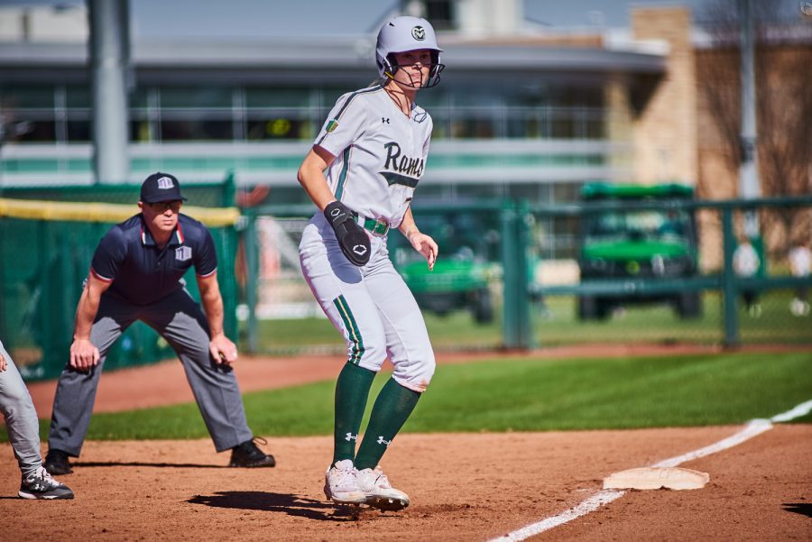 Colorado State outfielder Ashley York (18) prepares to run to home plate April 8, 2022.