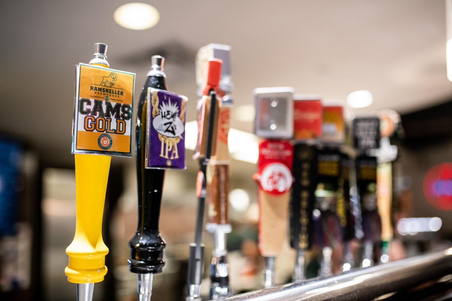 Various beers sit on tap at the Ram Skeller located in the basement of the Lory Student Center April 8.