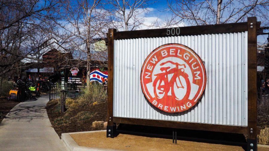 The New Belgium sign outside their factory in Fort Collins, CO April 9, 2022.