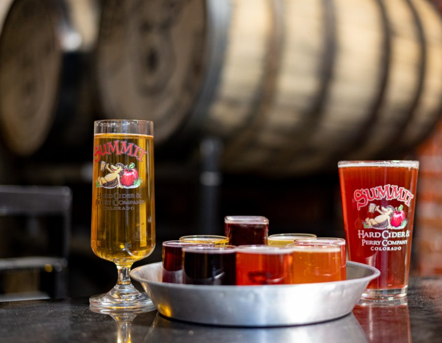 A flight of available ciders at Scrumpy's Hard Cider Bar and Pub in Old Town Fort Collins April 10. 