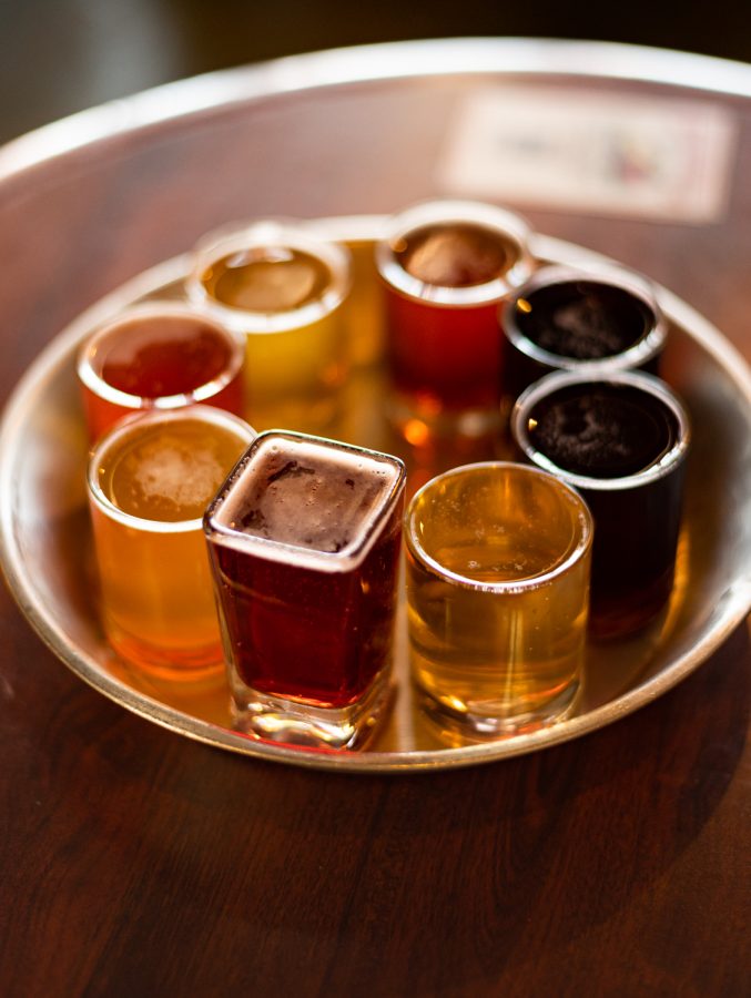 A flight of some of the available in house brewed ciders at Scrumpys in Old Town, Fort Collins