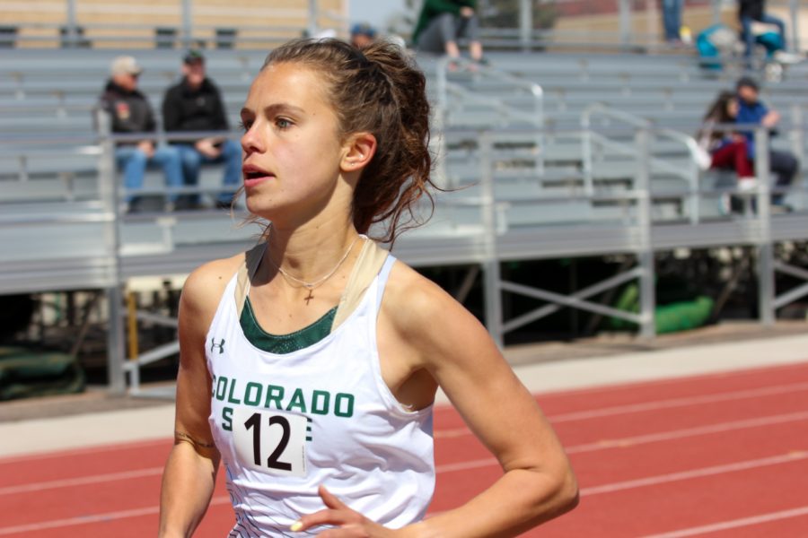 Colorado State Universitys Lauren Turner runs in the womens 1500 meter finals at the Doug Max Invitational