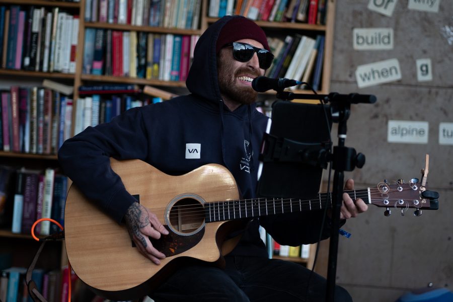 Cory Simmons plays an original song at Wolverine Farm during Fort Collins Music Experience April 23. “FoCoMX has been fun for the fact that there’s over 300 bands scattered all over the city,” Simmons stated, “It’s insane, it’s been fun to be a part of it.”