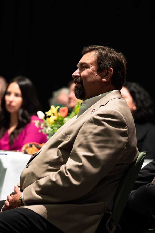 Colorado State University system chancellor Tony Frank sits in the Lory Student Center during CSUs first vice president of diversity Mary Ontiveros memorial service