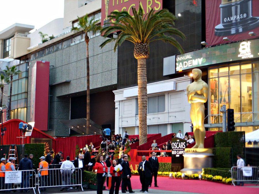 People walk on the red carpet at the intersection of Hollywood and Highland during the 81st Academy Awards Ceremony. (Photo courtesy of BDS2006 Via Wikimedia Commons)