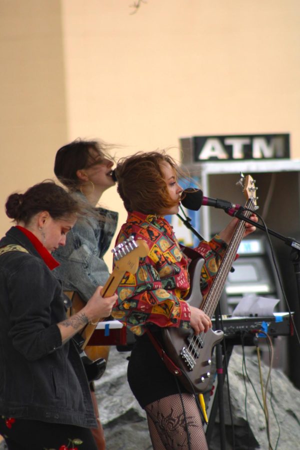A local band May Be Fern performs at the Fort Collins Earth Day Festival.
