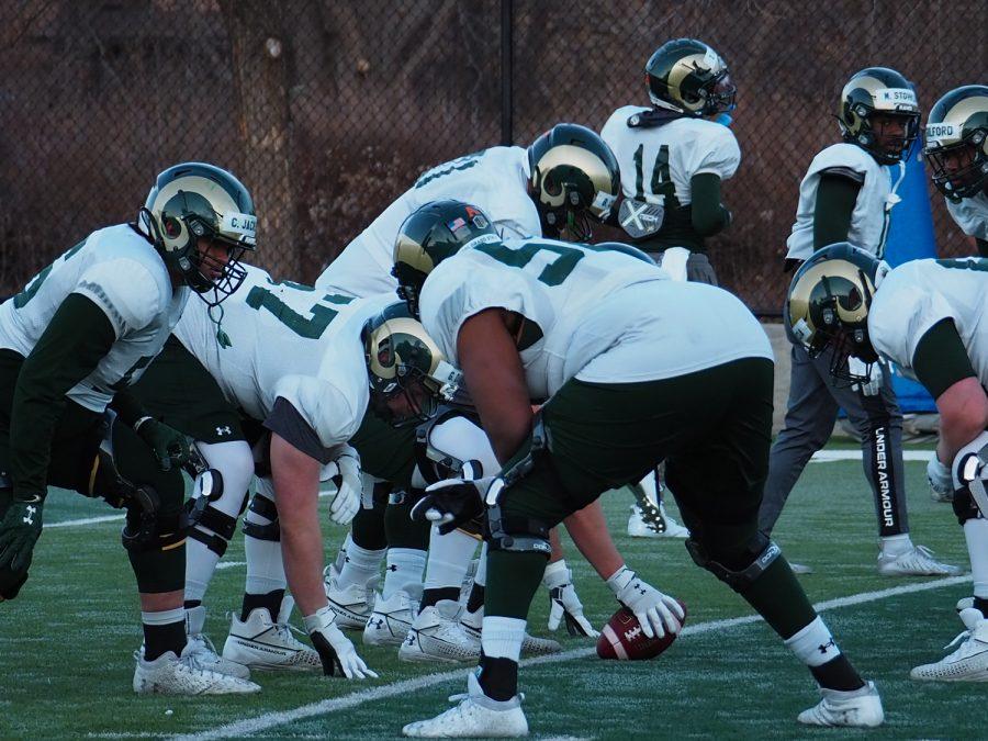 linemen line up for a football play