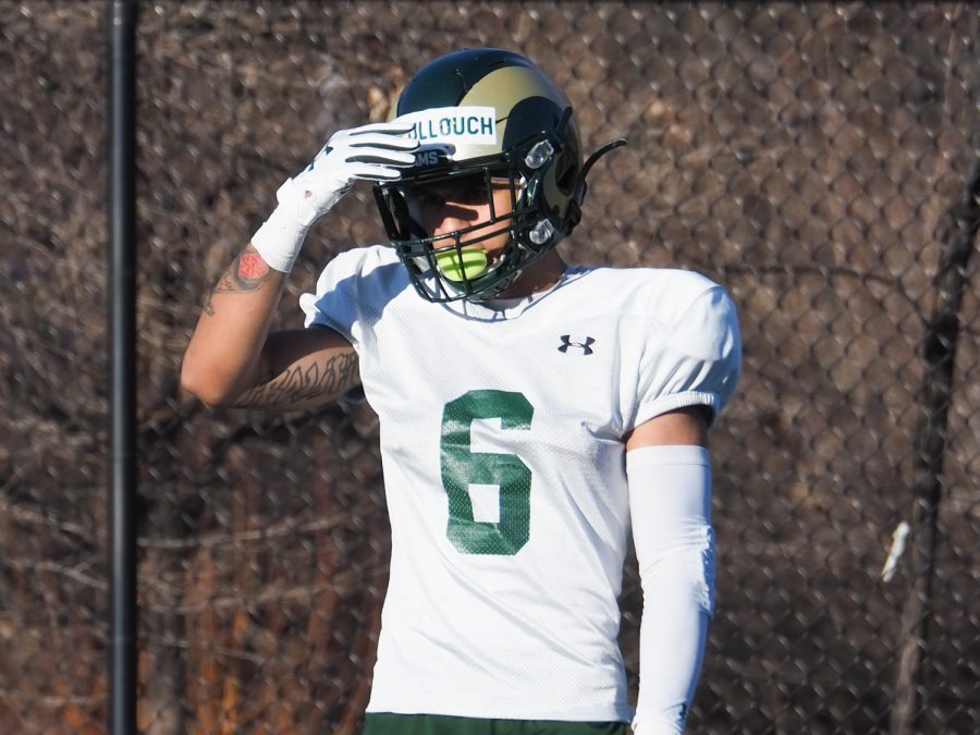 Senior wide receiver Ty Mccullouch (6) waits for a play call at the Colorado State football practice March 31, 2022.