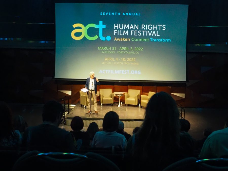 Colorado+State+chair+of+the+department+of+communication+studies+Greg+Dickinson+addresses+the+crowd+at+the+ACT+film+festival+March+31%2C+2022.