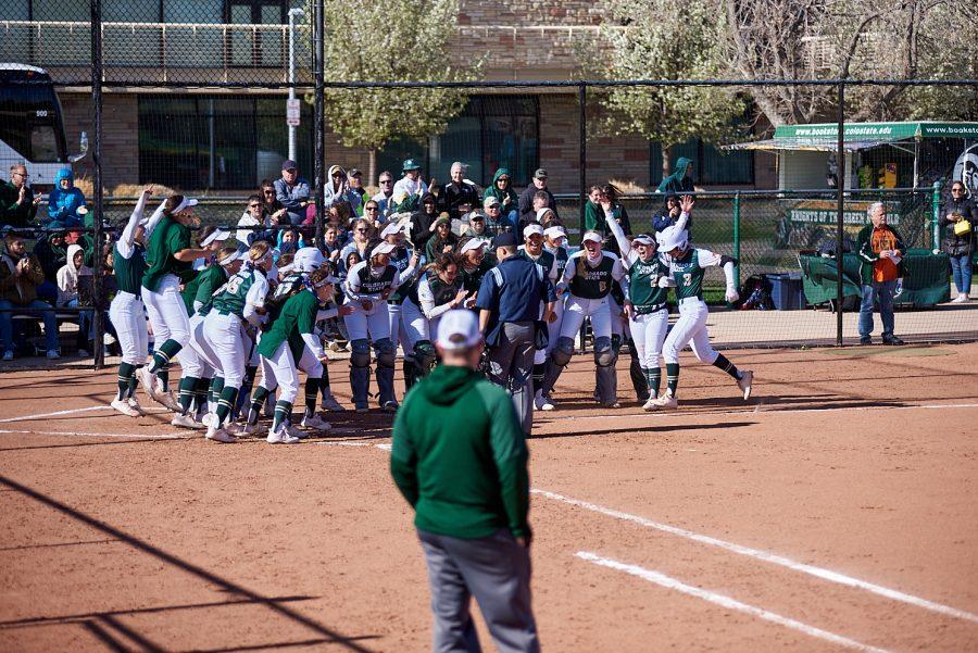 Freshman, Morgan Crosby, scores a home run. Colorado state rams play against UNR on Friday, April 29. Colorado state won their first game of the 3 part series 16-4