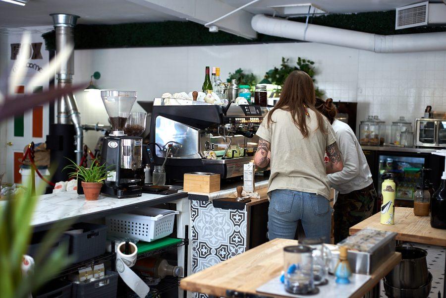The Fox Den, a new zero waste coffee shop, opens on Laporte in Fort Collins. May 4, 2022. The Fox Den serves their customers using reusable mugs, and has no trashcans in the seating area.
