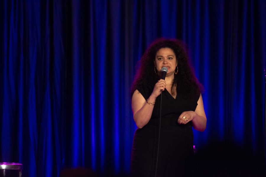Stand up comedian Michelle Buteau performs at the Lory Student Center Apr. 30, 2022. his was an event held for  Colorado State University students and the public to enjoy a good laugh. (Michael Giles | The Collegian).  