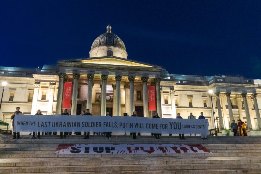 Demonstrators show support for Ukraine