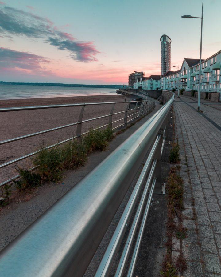 Sunset over Swansea Promenade