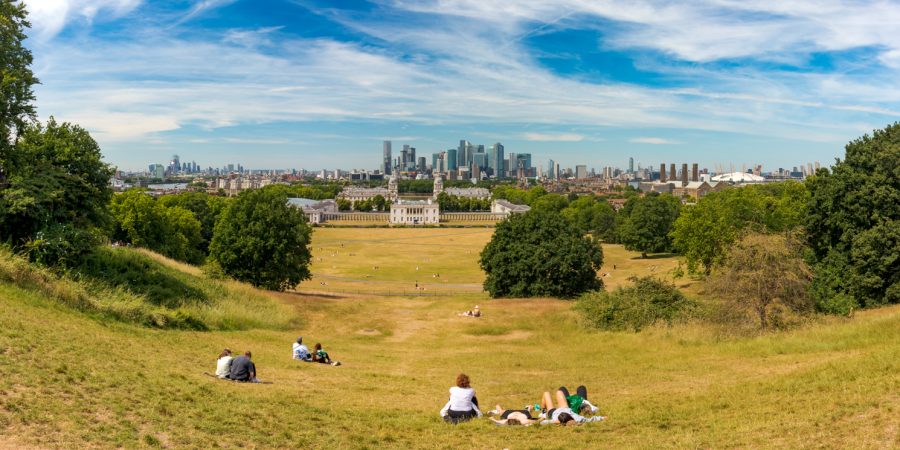London skyline from the top of Greenwich Park