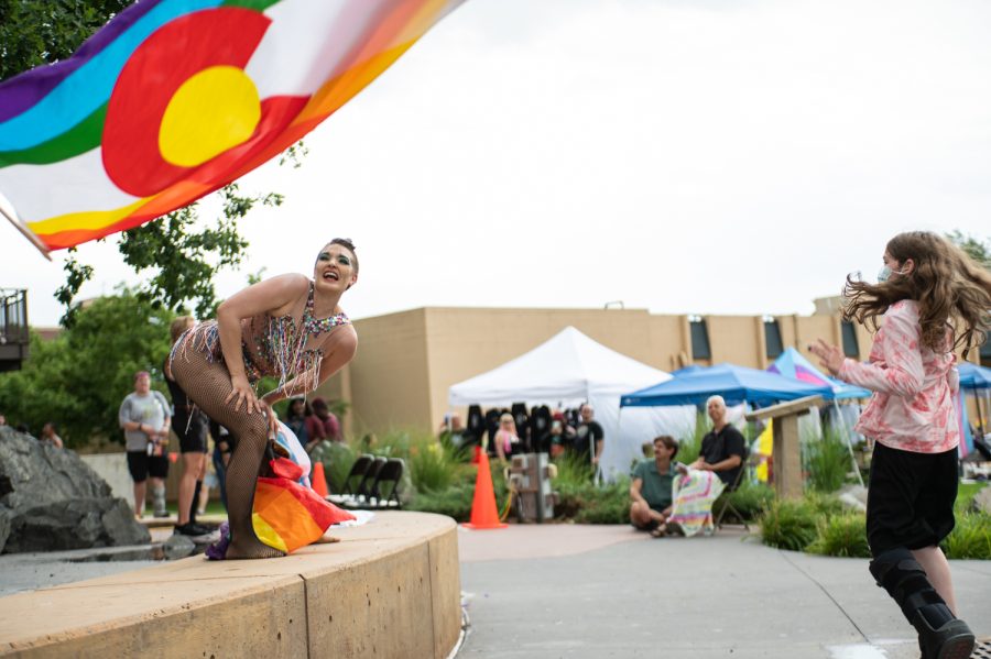 A performer performs at the 2022 NoCo Pride Festival in Civic Center Park