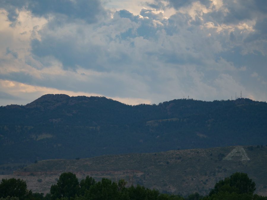 The Aggie A hill and Horsetooth rocks peak July 26.