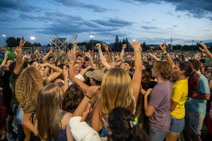 First years Colorado State University students jump to music during the annual Ram Welcome Carnival Aug. 18 Every fall semester CSU hosts a variety of games, activities, musicians and events to welcome new students to the CSU community. 