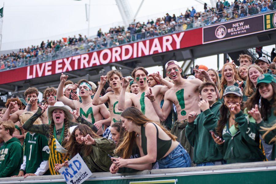 Colorado State University football fans show their support during the home opener game against Middle Tennessee State University