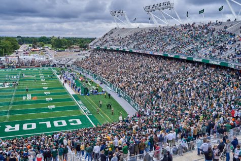 Canvas Stadium fills with students and fans for Colorado State University's season opener football game against Middle Tennessee State University