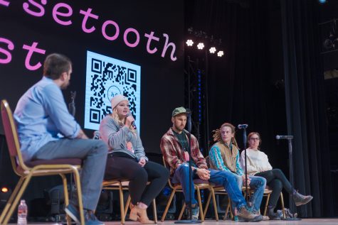Documentary filmmakers answer questions in a panel during the Horsetooth Fest