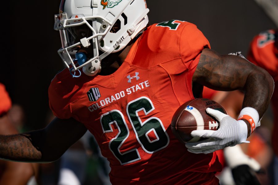 Former Colorado State University running back David Bailey (26) runs the ball during a game against Sacramento State University Sept. 24. The Rams lost 41-10.  