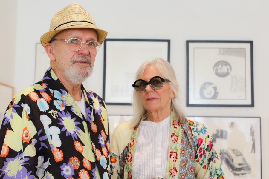 Leroy Twarogowski and Marie Coté Twarogowski stand in the Meno House Gallery