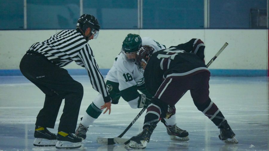 Colorado State forward Jackson Birdsall faces off against Missouri State forward Jared Bratton Oct. 7. The Rams won 6-4 against the visiting Bears.
