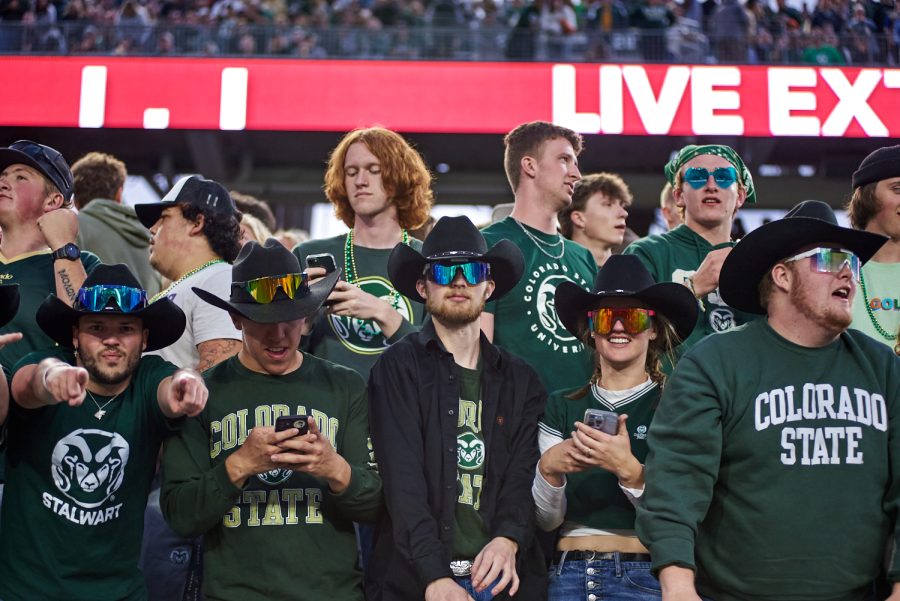 The Outlaws cheer during Colorado State University's homecoming football game against Utah State, Oct. 15. The Outlaws have shown up for nearly every home athletic event since 2020 and created an atmosphere of school spirit that was lost during the pandemic.