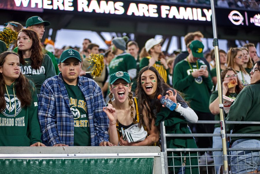 Fans cheer for Colorado State Rams at the homecoming game against Utah State, Oct. 15. Fans were hopeful for a second win in intercollegiate games, however they were let down by the 13-17 loss.