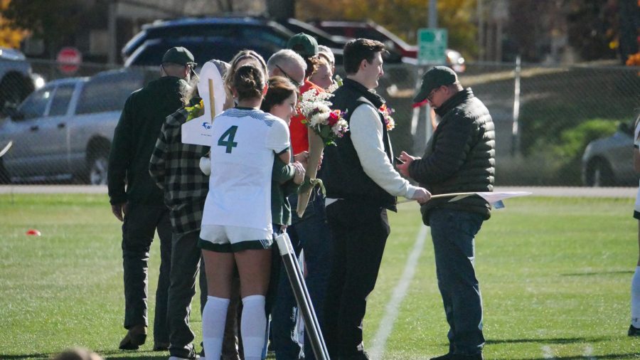 Colorado State soccer seniors line up to take a group photo Oct. 27.