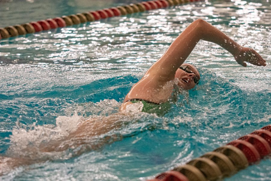 Ashlyn Hembree, Colorado State University swimmer, competes in the 200 yard IM