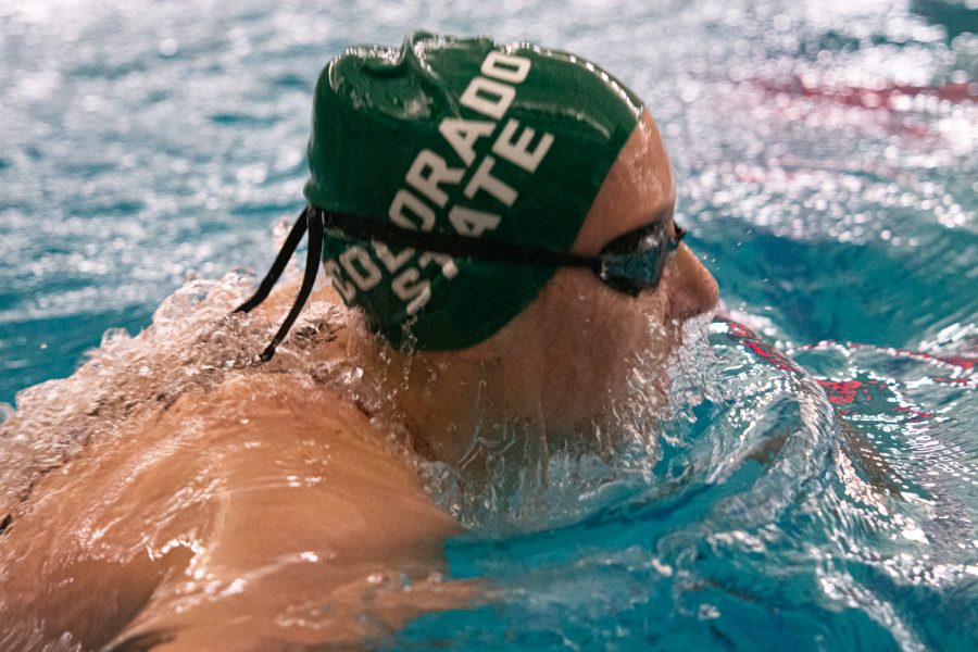 Ashlyn Hembree, Colorado State University swimmer, practices her breaststroke
