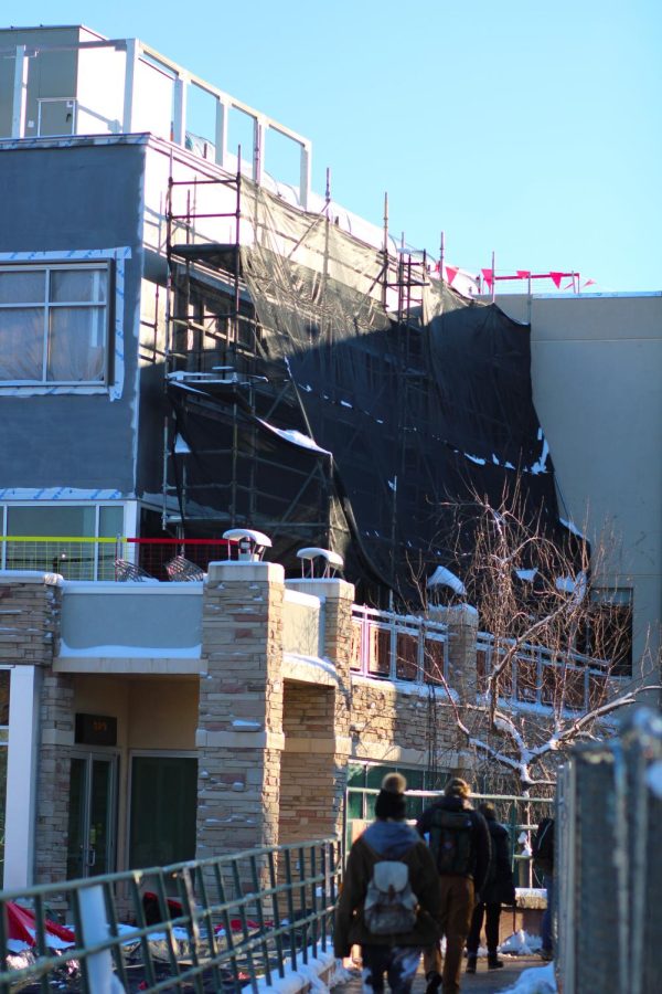 The front entrance of the Lory Student Center undergoes construction Nov. 29.