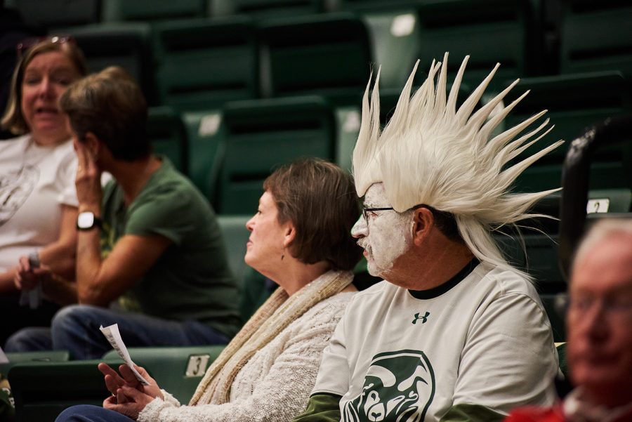 Colorado State fans decked in white watch the CSU women's basketball game against Brigham Young University Nov. 8.