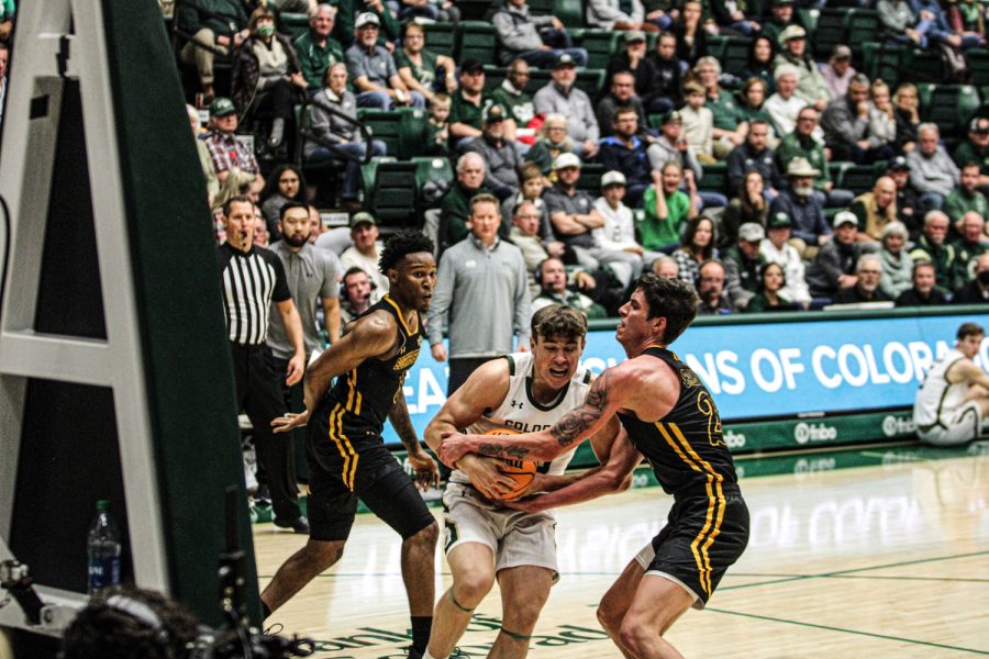 Colorado State guard Joe Palmer gets the offensive rebound to keep the possession alive during the men's basketball game against Southeastern Louisiana Nov 11.