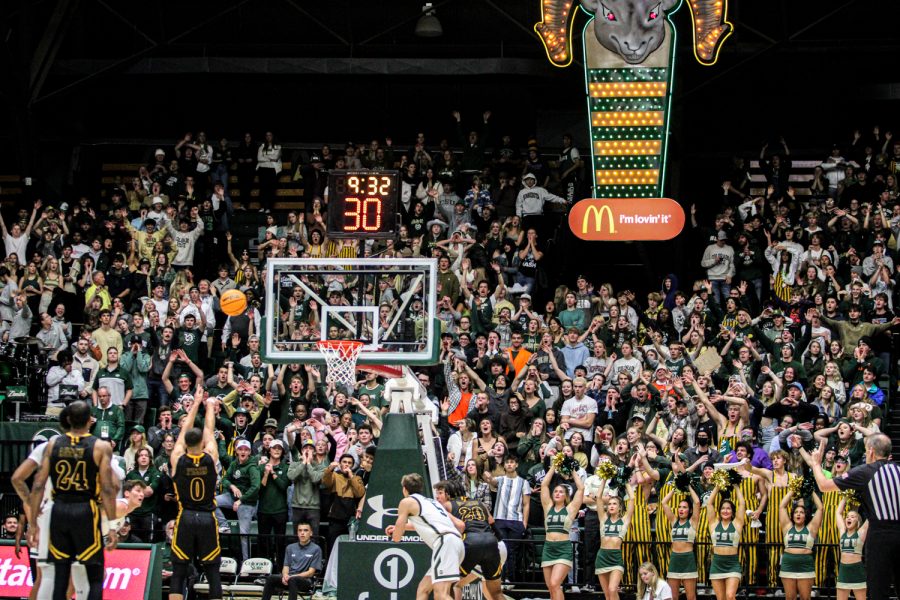 The Colorado State student section crowd boo's the opposing team's free throw shooter Nov. 11.