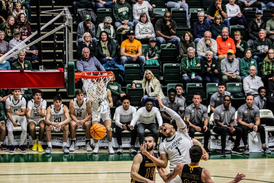 Colorado State guard John Tonje gets fouled after driving to the rim Nov 11.