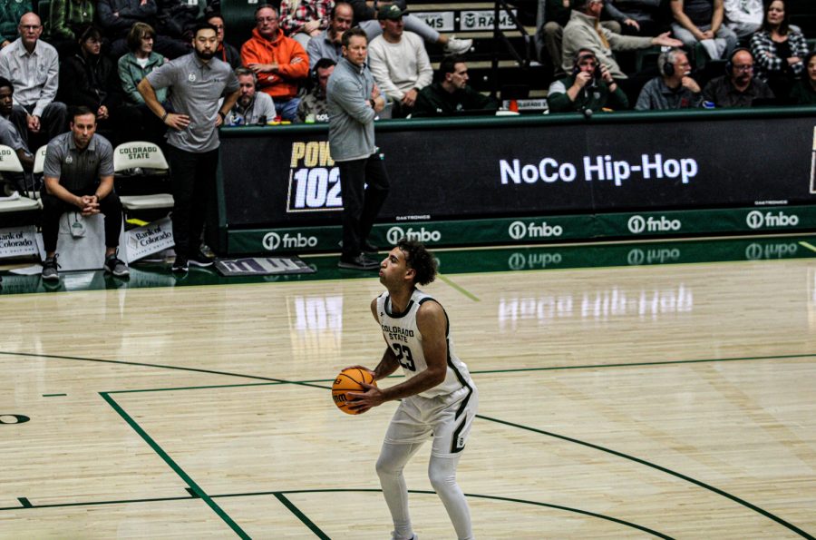 Colorado State guard Isaiah Rivera gets ready to shoot the technical shot vs Southeastern Louisiana Nov 11.