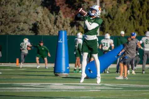 Safety Jack Howell jumps to make a catch during practice