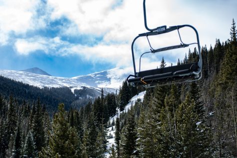 View of the mountains surrounding Breckenridge Ski Resort from the Peak 8 SuperConnect lift
