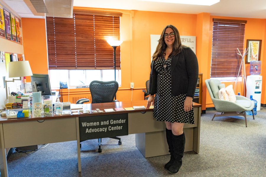 Victoria Benjamin stands by the front desk