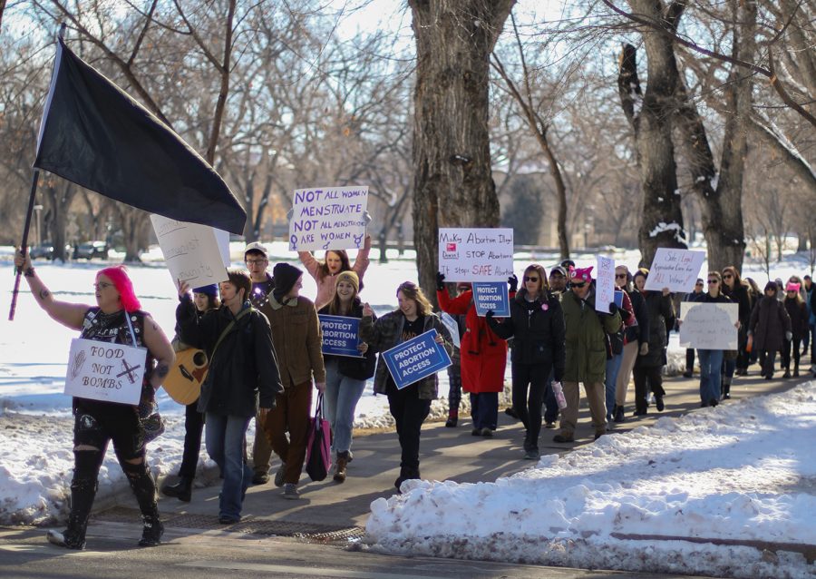 A group of Fort Collins locals begin a march down The Oval at Colorado State University Jan. 22. The march was in recognition of the 50th anniversary of the Supreme Court decision Roe v. Wade, which was overturned in June 2022. Protesters gathered to support womens rights.