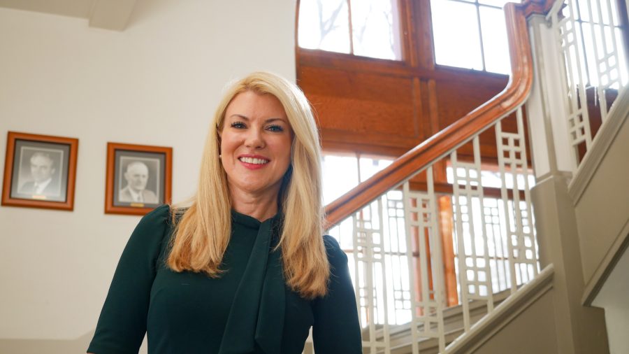 Colorado State University President Amy Parsons in her office Feb. 8. Parsons became the 16th president of Colorado State Feb. 1, 2023.