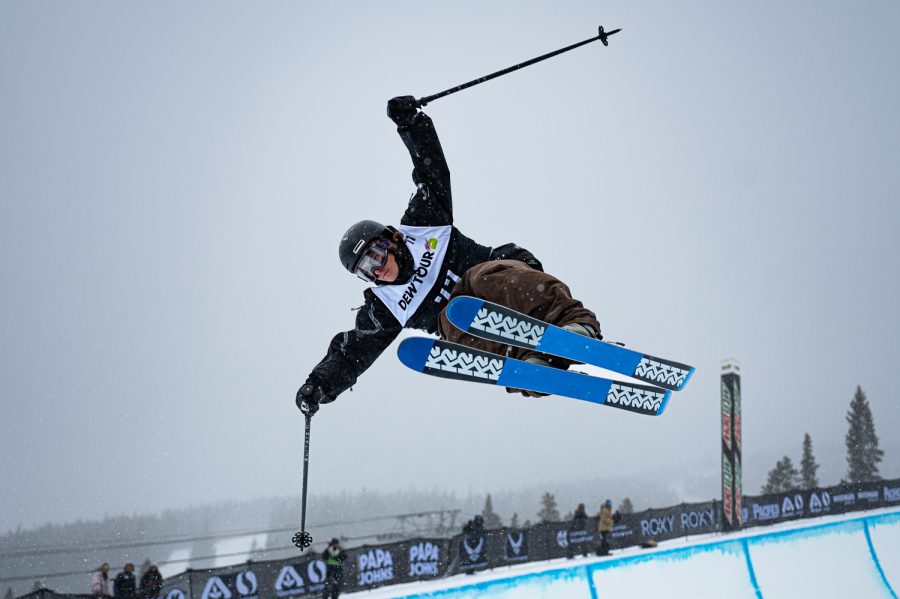 David Wise flies high over the superpipe during the Men’s Ski Superpipe Final at Dew Tour Copper Mountain Feb. 25. Wise placed second in the event.