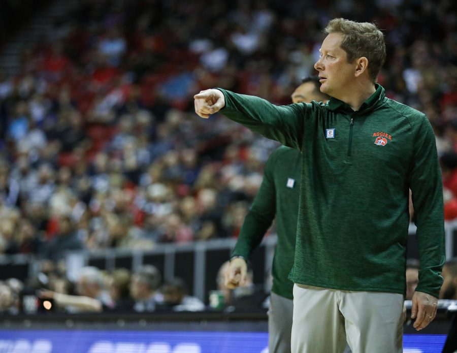 Colorado State University mens basketball head coach Niko Medved in the Thomas & Mack Center in Las Vegas March 9, 2023. The Rams lost 64-61 to San Diego State University in the quarterfinals of the 2023 Mountain West Basketball Championships.